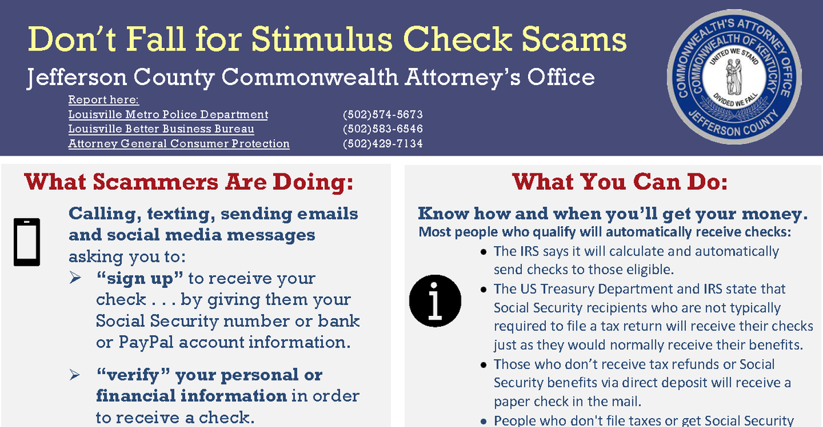 Don't Fall for Stimulus Check Scams Office of the Commonwealth’s Attorney